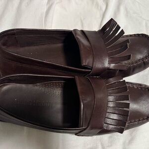 Men's Brown Leather Fringe Loafers